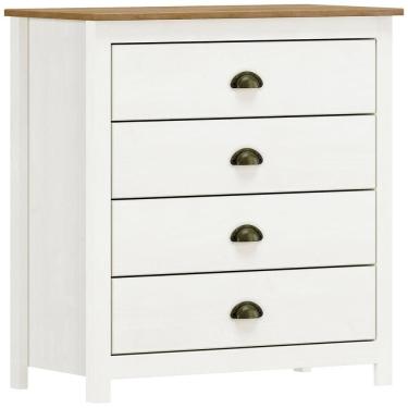 Imagem de Comoda 4 Gavetas Madeira Maciça 80 Cm 9101 Branco Freijo Milani Store