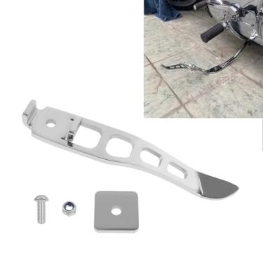 Imagem de LOOBOR Extensão de suporte lateral de motocicleta Jiffy Stand Extension Apto para Harley Dyna Street Bob FXDB Fat Bob FXDF Low Rider FXDL Super Glide Custom FXDC 1993-2017 (Chrome)