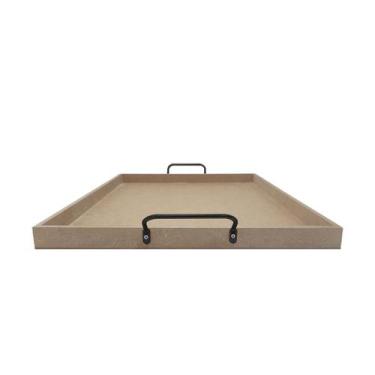 Imagem de Bandeja Retangular Lisa Simples com Alça 40x30x2,5 Kit 3un Mdf 6mm Mad
