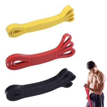 Imagem de Kit 3 Super Band Elástico Faixas Forte Para Exercícios de Média Intensidade Qualidade Premium (Amarelo + Vermelho + Preto)