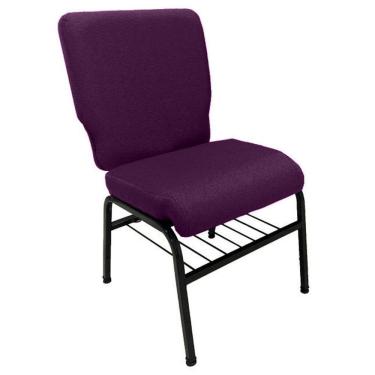Imagem de 01 Cadeira para Igrejas c/ Porta Biblía e Porta Cálice Roxo