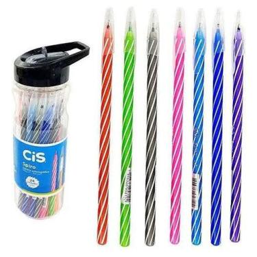 Imagem de Caneta Spiro Cis 0,7mm Esferográfica Pote 24 Coloridas