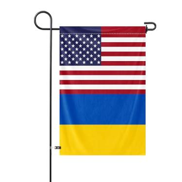 Imagem de Bandeira dupla face do jardim da amizade da Ucrânia 30 x 45 cm pequena bandeira vertical da aliança ucraniana poliéster para quintal placa de gramado decoração externa de casa (padrão A)