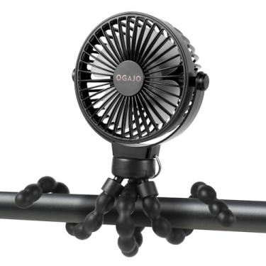 Imagem de Ventilador portátil para carrinho de bebê, ventiladores USB recarregáveis, com bateria de 3 velocidades de 5200 mAh, assento de carro pequeno, mini ventilador portátil com clipe para carrinho de bebê