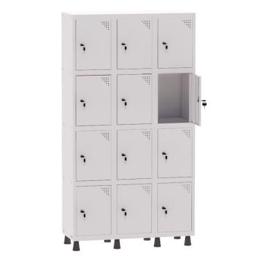 Imagem de Armário Guarda Volume Locker Roupeiro 3 Vãos 12 Portas Aço GRF503/12 Branco - Pandin