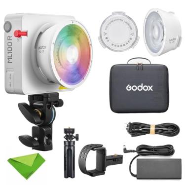 Imagem de Godox ML100R Kit4 Luz de vídeo LED colorida CCT 1800K-10000K Modo FX 14 CRI ≈ 95 TLCI ≈ 95, para fotografia de retrato diária, filmagem móvel ao ar livre e iluminação interna
