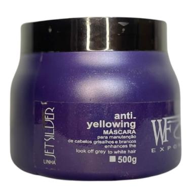 Imagem de Mascara para Cabelos Brancos Coloridos Grisalhos Loiros Neutraliza Tons Amarelado WF Jet Silver 500g