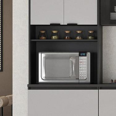 Imagem de Paneleiro 3 Portas 1 Gaveta Nicho para Forno 100% Mdf Lumina Itatiaia Grafite/Cinza