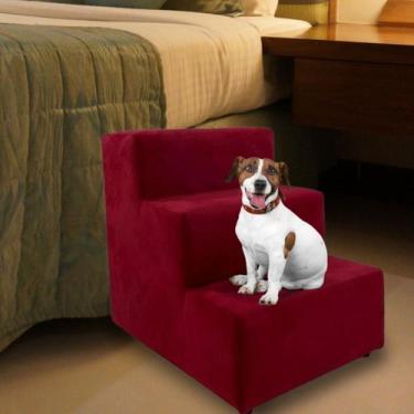 Imagem de Escada Escadinha Pet Cachorro 3 Degraus Rampa Suede Dog - Tatite Decor