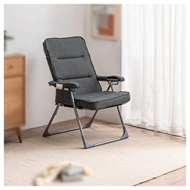 Imagem de 5JJJLOOOPP Cadeira sem pernas, cadeira de sala de estar, cadeira de computador ergonômica, reclinável de tecido ajustável de 6 posições, bolso lateral, almofada grossa, encosto alto, cadeira de sofá