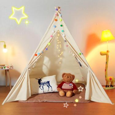 Imagem de Tenda Teepee vevor para crianças em ambientes fechados com tapete e bolas à prova de umidade