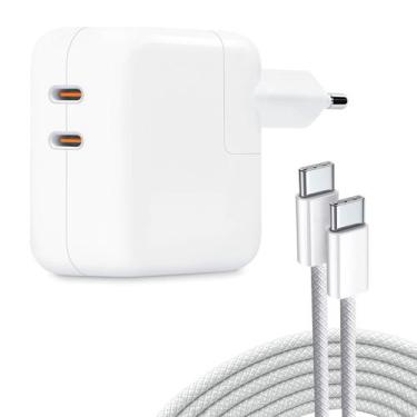 Imagem de Carregador Fonte 35W Turbo + Cabo 2M Tipo-C 60W Compatível Iphone 15 e