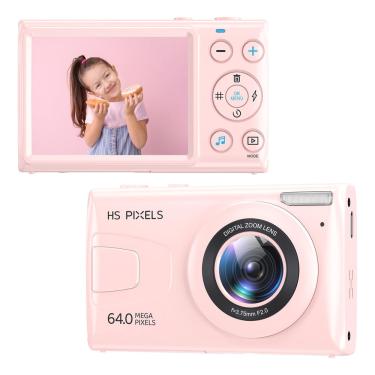 Imagem de Câmera digital kanorleey 4K 64MP com leitor de MP3 para crianças rosa