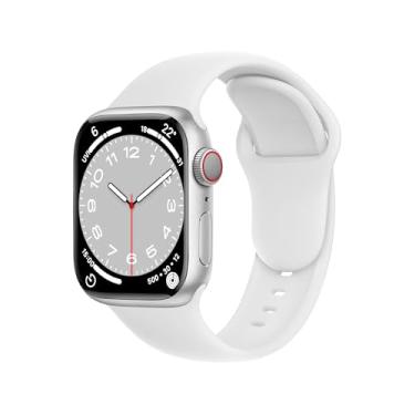 Imagem de DONEGANI Pulseira esportiva feminina C1D Ultra 2 de 49 mm, série 10 de 46 mm, 9, 8, 7, 45 mm e 41 mm, SE 6, 5, 4, 44 mm e 40 mm, 3 2 1 42 mm e 38 mm para iWatch masculina, pulseira de silicone branca