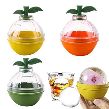 Imagem de Máquina de gelo, lâmpadas moldes de gelo de silicone redondo moldes de cubo de gelo fácil liberação grande máquina de bola de gelo para sucos de café, coquetéis, café, água, 3 peças semitransparentes