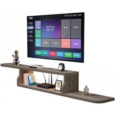 Imagem de Suporte De Tv Flutuante Wjx, Console De Mídia Com Prateleira De Armazenamento, Armário De Tv Montado Na Parede, Suportes De Televisão, Prateleira Montada Na Par, Light Gray, 150x20x15cm