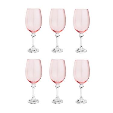 Imagem de Conjunto 6 Taças de Cristal Para Vinho 450ml Elisa Rose Quartz Bohemia