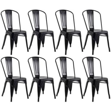 Imagem de Kit Com 8 Cadeiras Empilhavel Tolix Preto Fosca Estilo Industrial E Conforto Para Qualquer Ambiente