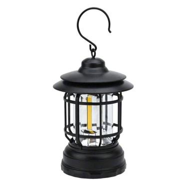 Imagem de Lampião Led Recarregável Retrô Com Regulador De Intensidade Usb Preto