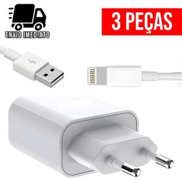 Imagem de Kit 3 Carregador Turbo Tipo IP USB com Cabo Super Rapido 5.0A - Maxmíd