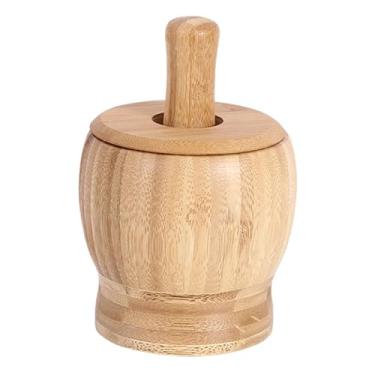 Imagem de ＫＬＫＣＭＳ Conjunto de moagem de especiarias, argamassa e pilão de madeira, multiuso, aprofundado, triturador de alho manual para molho quente de pimenta, S