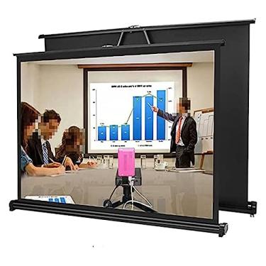 Imagem de Tela de projeção portátil para baixo, tela de projeção de mesa ao ar livre para cinema em casa, sala de aula, uso em sala de aula, 16: 9-50 polegadas