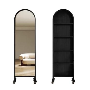 Imagem de Porta-jornais de chão Suporte de exposição de revistas retrô, suporte de chão para livros, jornais, prateleira giratória, móvel, espelho de corpo inteiro Porta-revistas de chão(Preto)