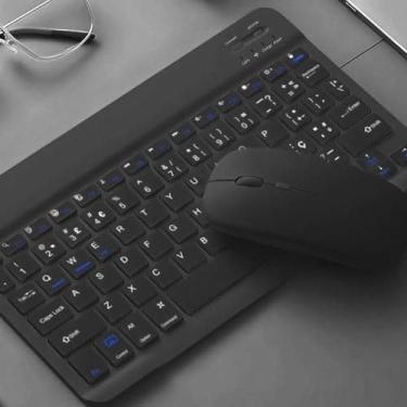 Imagem de Teclado Mouse Bluetooth Portátil Abnt Sem Fio Recargável Compatível Windows Android iOS iMac Ergonomia Conforto Performance - Preto