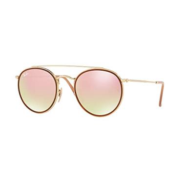 Imagem de Ray-Ban RB3647N Óculos de sol redondos ponte dupla + conjunto de acessórios do grupo de visão (Arista/marrom dégradé espelhado rosa (001/7O)