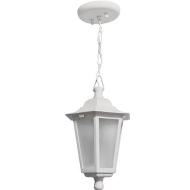 Imagem de Pendente Colonial Externo Branco Luminária de Teto Lustre Clássico Lente Fosca Dital Grega