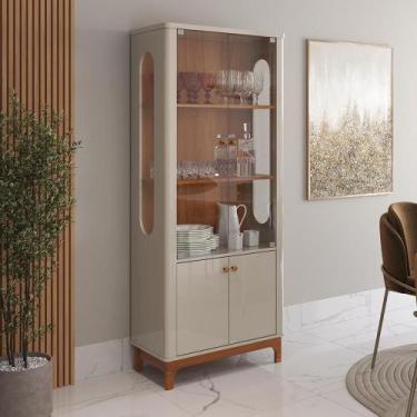 Imagem de Cristaleira Jade Sala de Estar com Pés de Madeira Maciça - Lukaliam Mó
