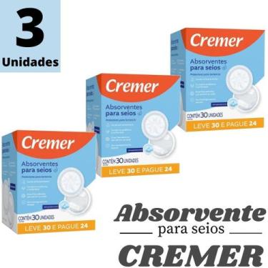 Imagem de Kit 3 Absorvente Antivazamento Para Seios com 30 unidades - Cremer