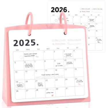 Imagem de Calendário de mesa estético 2025 julho 2025-dezembro de 2026-18 meses para mulheres, calendário de mesa 2025-2026 com plano mensal para mesa feminina, mesa de cabeceira, estilo hipster e pureza, rosa