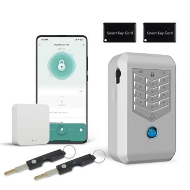 Imagem de KENRONE Caixa de bloqueio de chave com campainha, desbloqueio remoto Bluetooth ou aplicativo, caixa de segurança para ambientes externos, empresários, corretores de imóveis e anfitriões (prata)