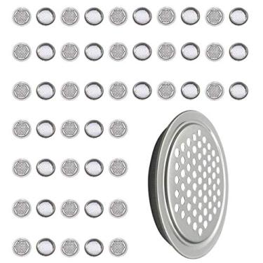 Imagem de 50 peças de saídas de ar 53 mm (53 mm) ventilação circular de aço inoxidável de ventilação redonda com orifício de malha para cozinha armário de banheiro guarda-roupa (plano)