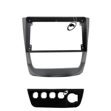 Imagem de Moldura De Painel 2 Din 9" Polegadas Vw Gol Saveiro Voyage G6 - Prata Top