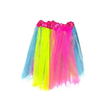 Imagem de Saia Tule arco íris Colorida Unicórnio Infantil Saia Tutu - Genérica
