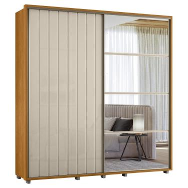 Imagem de Guarda Roupa Casal 230cm Com Espelho Verbena Off/Cinamomo Z10 - Mpozenato