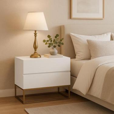 Imagem de Mesa De Cabeceira Eros 60cm Estilo Industrial Base Dourado - LCN Móvei