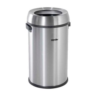 Imagem de Lixeira redonda 65 litros inox cinza sem tampa vonder