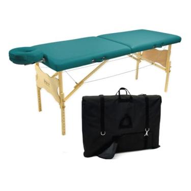 Imagem de Maca Profissional Portátil Antares Legno – Altura Regulável, com Bolsa de Transporte, Preta (Verde Escuro)