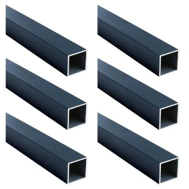 Imagem de Kwweeoo Tubo quadrado de alumínio cinza escuro 6 peças 20 mm x 20 mm x 720 mm espessura de parede 1 mm, pacote com 6 tubos quadrados de alumínio 2 cm 2 cm 2 cm cor cinza escuro 0,8 x 2 x 0,04 x 72 cm
