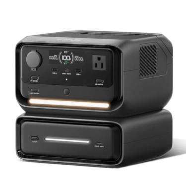 Imagem de EF ECOFLOW Estação de energia portátil River 3 Plus com bateria extra EB300, capacidade de expansão de 286 Wh para 572 Wh, 3 até 1200 W CA, < 10 MS UPS, < 30 dB silenciosa, bateria River 3 Max LiFePO4