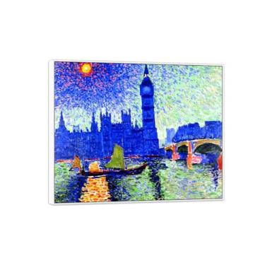 Imagem de MUHJDYC Imagem famosa em tela - Big Ben-Modern Painting Wall Art - Impressão de arte em moldura branca para sala de estar quarto decoração de casa 70 x 85 cm - 27 x 33 pol