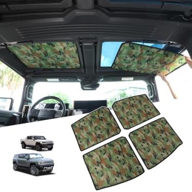 Imagem de Para-sol de teto para 2024 2025 Hummer EV acessórios 4 viseira de vidro teto solar proteção solar isolamento térmico tampa de janela superior bloqueio UV não cederá para Hummer EV SUT SUV (Camuflagem)