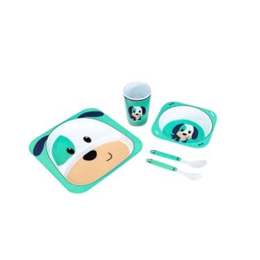 Imagem de Kit Alimentação Bebê Turminha Animal 5 Peças Cachorro - Unik