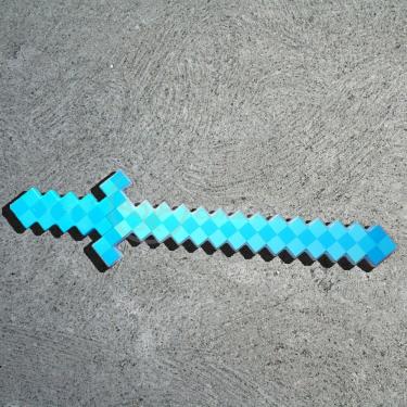 Imagem de Kit Brinquedo Espada Pixel Minecraft 58cm C/Som Luz+3 Pilhas