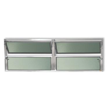 Imagem de Janela Basculante De Alumínio 40x200cm 2 Seções Com Vidro Boreal Plus Brimak Brilhante
