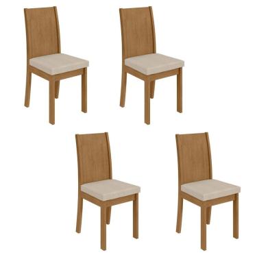 Imagem de Conjunto 4 Cadeiras Athenas Móveis Lopas Amêndoa Clean/Linho Rinzai Bege