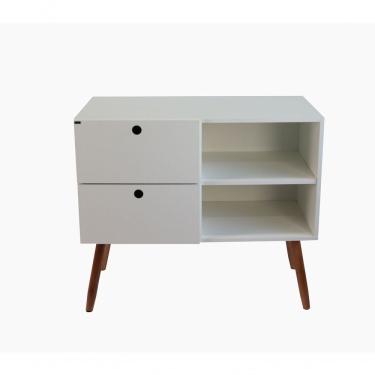 Imagem de Aparador 02 Gavetas 1 Nicho Com Pés Palito Branco Real - Mdf Arauco